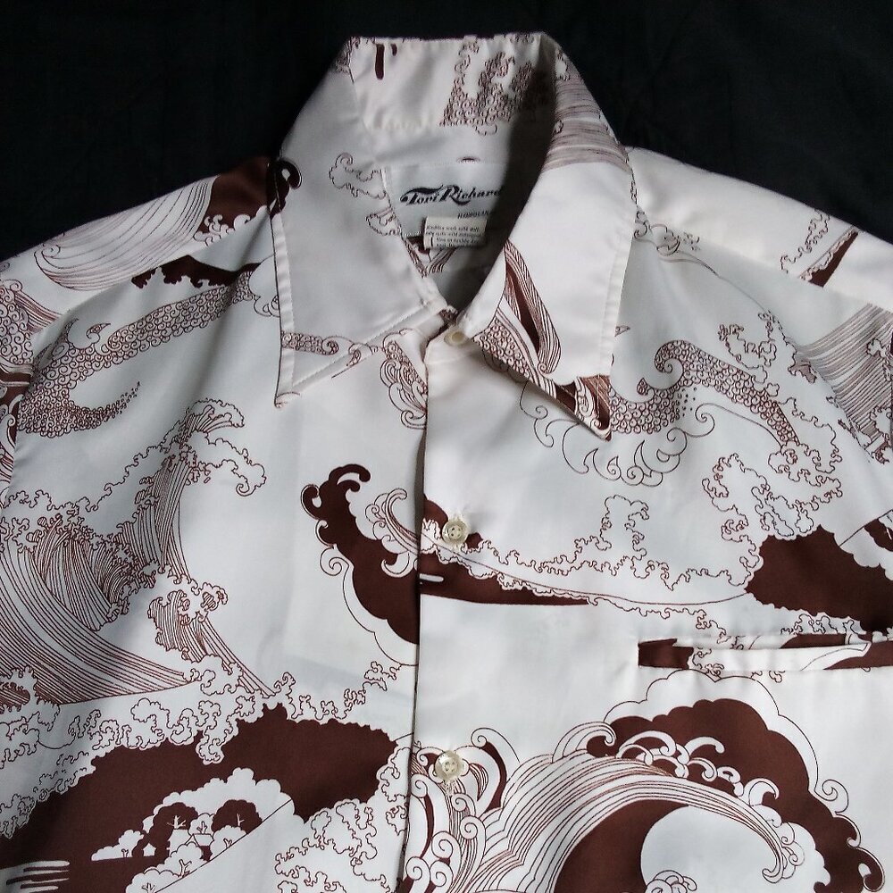 Vintage Tori Richard The Wave Japanese Oriental Polyester Disco Shirt